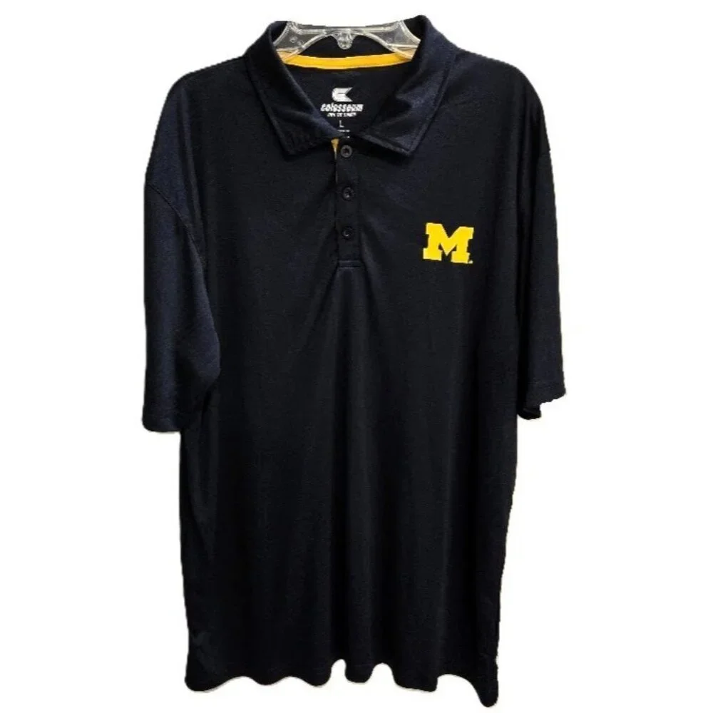 Michigan Wolverines Maize & Blue Polo Shirt Men's Large Colosseum Athletic - Picture 1 of 6
